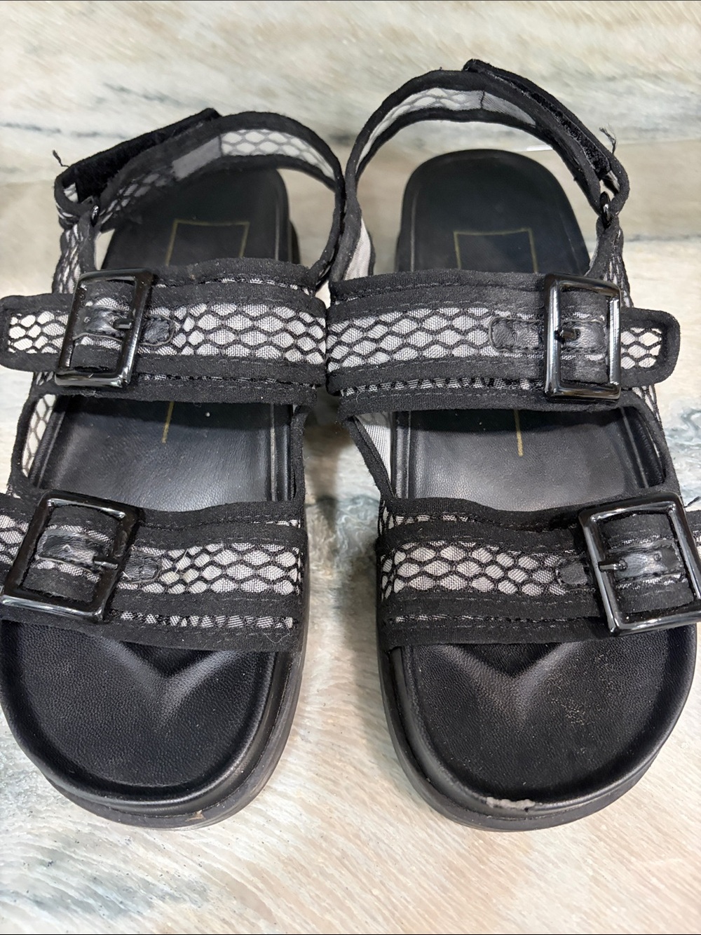 Alice + Olivia Black Leather Slide Sandals